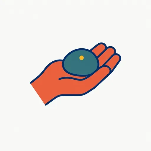 A small pebble-shaped gadget resting in an open palm.
