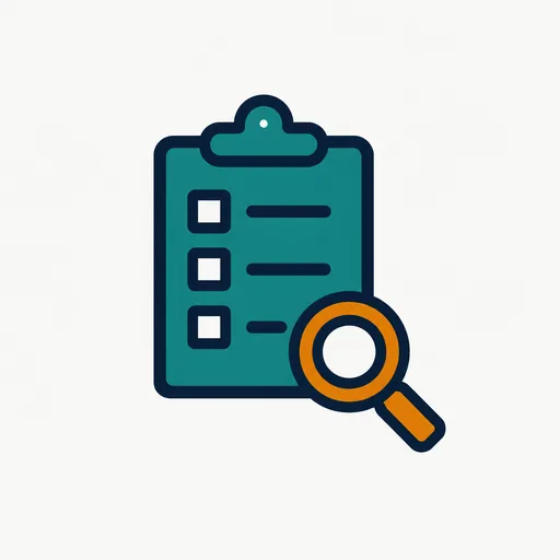 A clipboard under a magnifying glass: reading the method.
