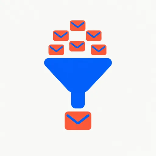 A funnel with many envelopes in and one out.