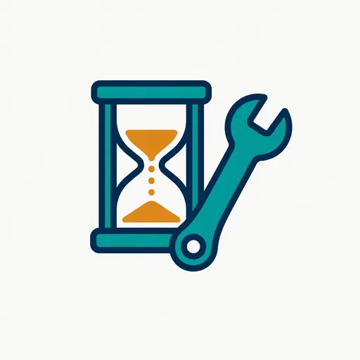 An hourglass and a wrench: still in progress.