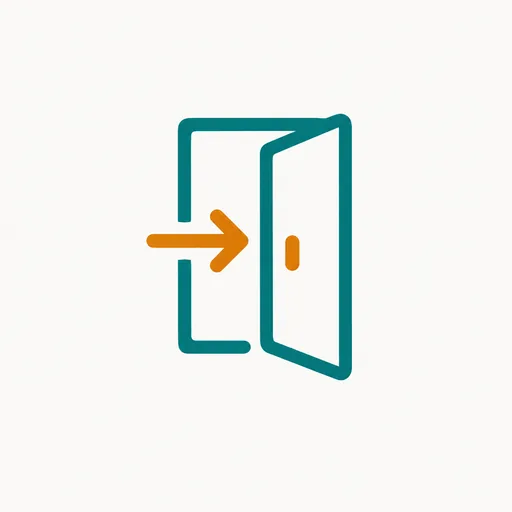 An open door with a small arrow pointing into it: the developer door opens.