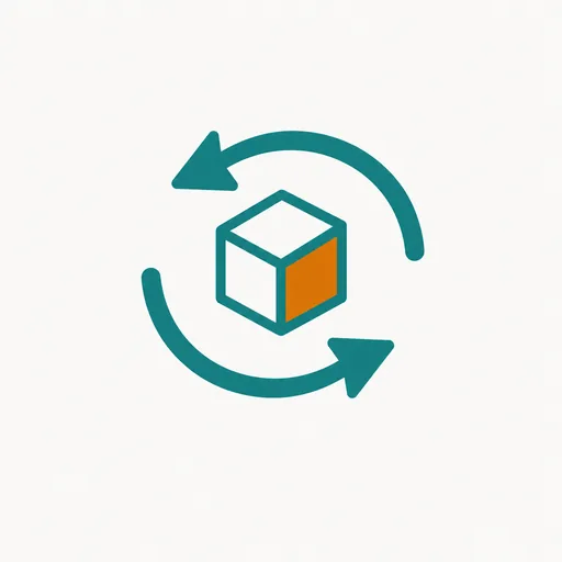 Two arrows swapping places around a small cube: the direction of the app store reversed.