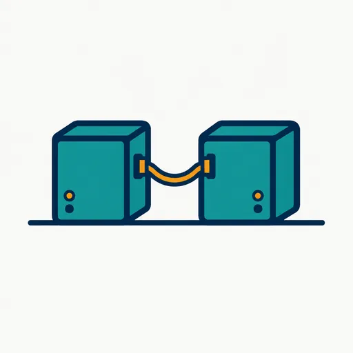Two desktops linked by a cable: running locally.