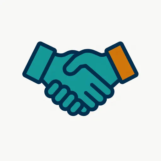 A handshake: a narrow collaboration.