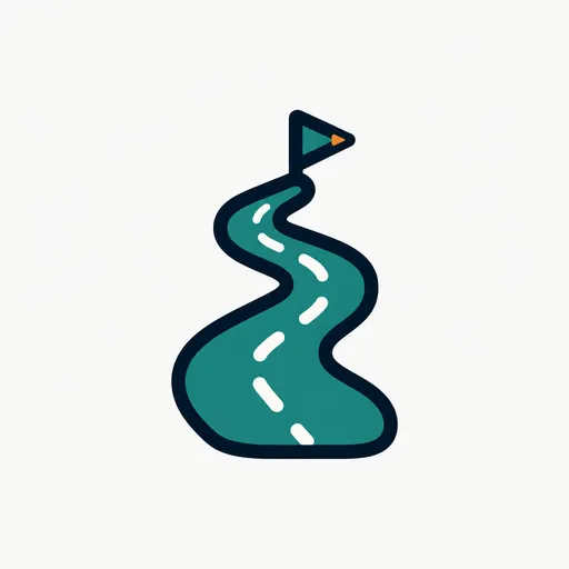 A winding road with a flag: long-running tasks.
