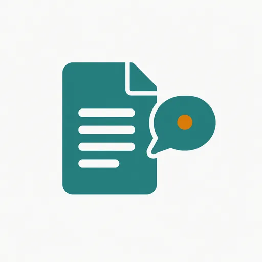 A document page with a speech bubble: an essay published online.