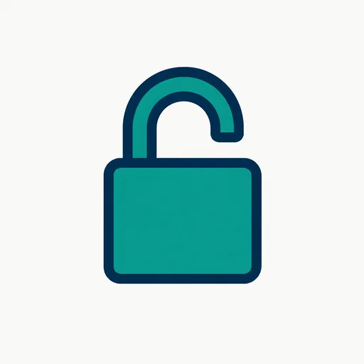 An open padlock: the license.