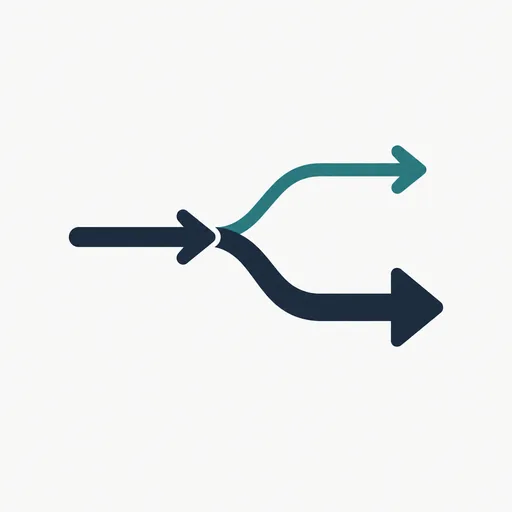 One path splitting into a thin lane and a thick lane.