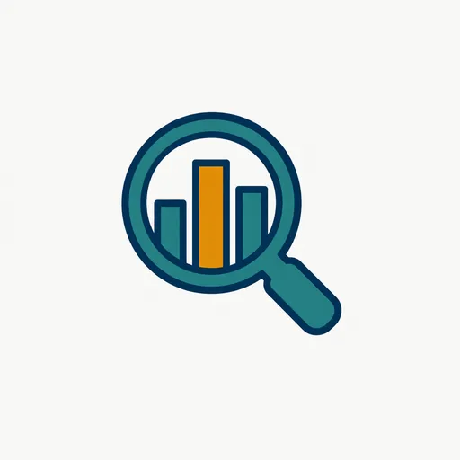 A magnifying glass over a bar chart: a number not yet checked by anyone else.
