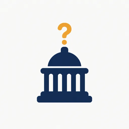 A government dome with a question mark.