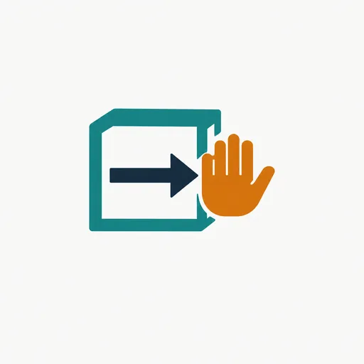 A hand stopping an arrow at the edge of a box.