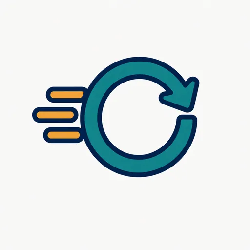 A looping arrow with speed lines: one fast loop.