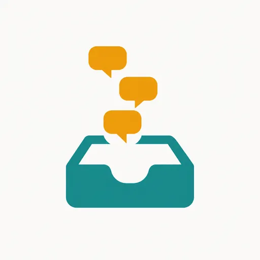An inbox tray collecting speech bubbles: every agent's questions in one place.