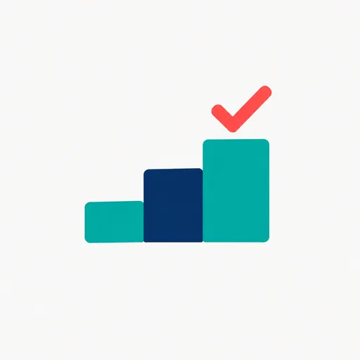 Three ascending steps with a checkmark.