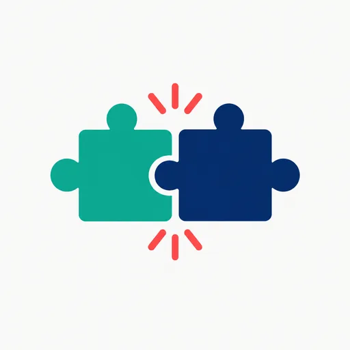 Two puzzle pieces joining.