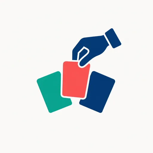 A hand choosing one of three cards.