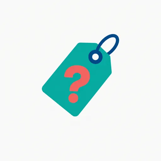 A price tag with a question mark.