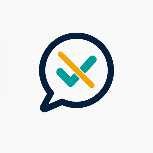 A speech bubble with a checkmark crossed out.