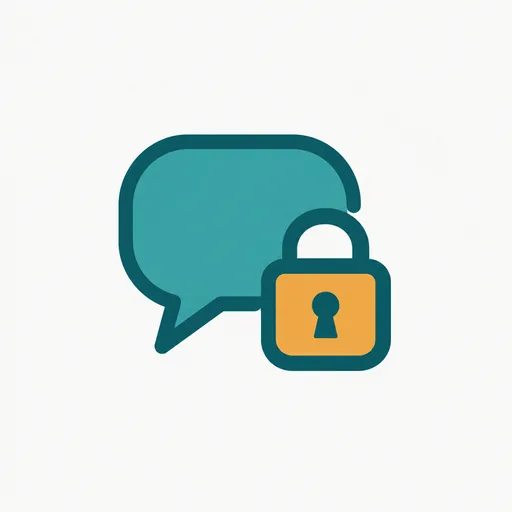 A speech bubble with a padlock in front of it.