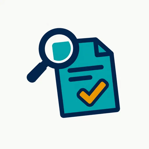 A magnifying glass over a document.