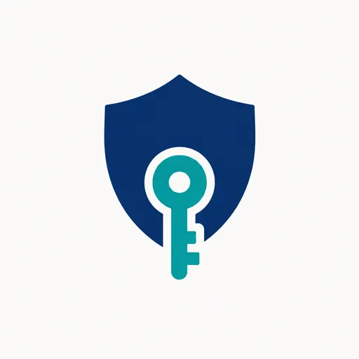 A shield with a key in front of it.