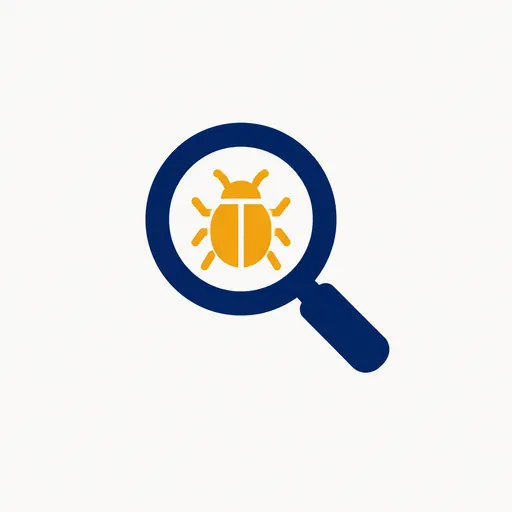 A magnifying glass over a bug.
