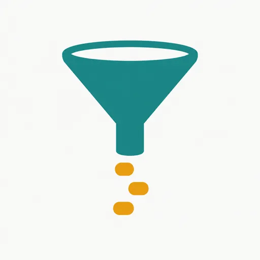 A funnel dropping three small chips: inputs in, typed answers out.