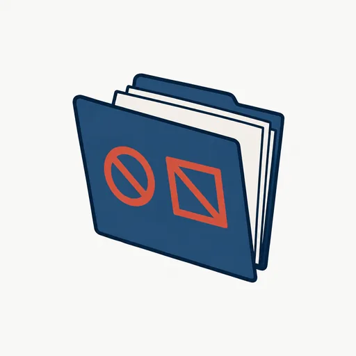 A blue report folder with two red ban marks on its cover: two operations banned.