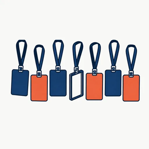 Seven press badges on lanyards, one of them hollow: seven journalists who did not exist.