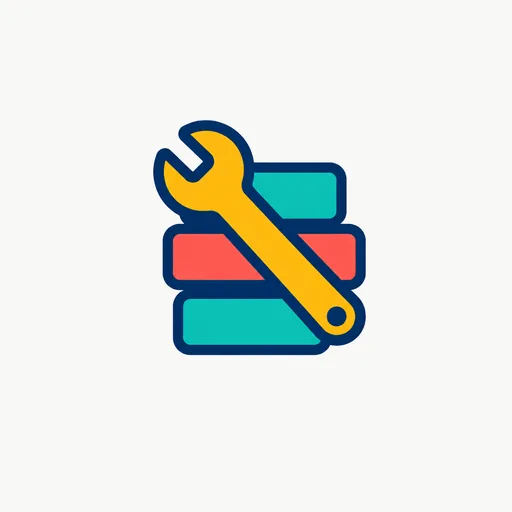 A wrench over a stack of code blocks.