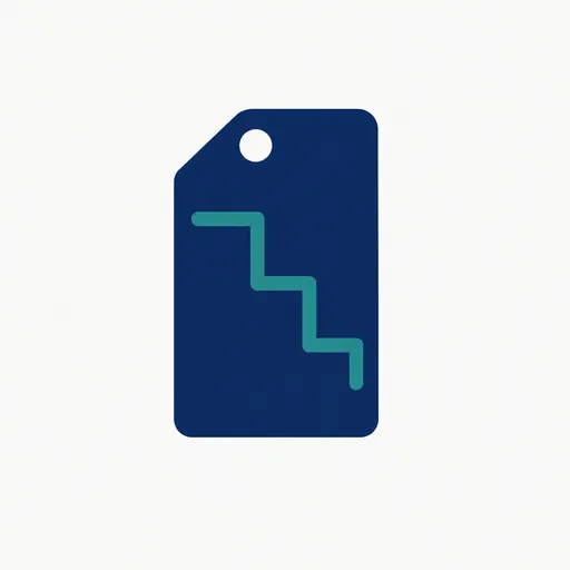 A price tag with a stepped line going down.