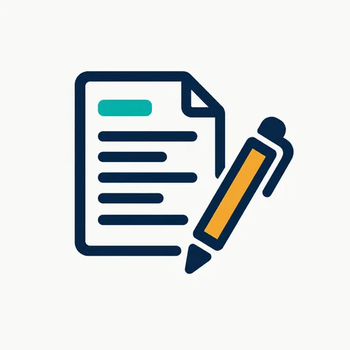 An essay page with a pen beside it.