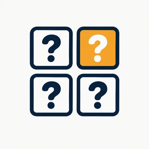 Four tiles, each marked with a question mark.
