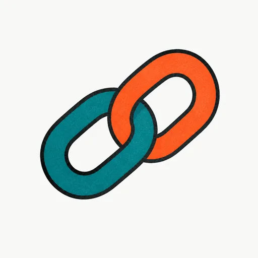 Two chain links joined in the middle, one teal and one orange: two bugs chained into one path.