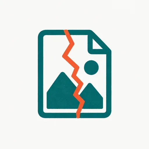A photo file icon with a small crack running through it: the image upload that opened the door.