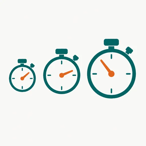 Three stopwatches of increasing size labelled 14 hours, 2 days and 2 weeks: how fast each party fixed its part.