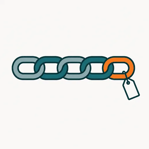 A chain of grey links ending in one orange link tagged GitHub: the connected account is where the chain pays off.