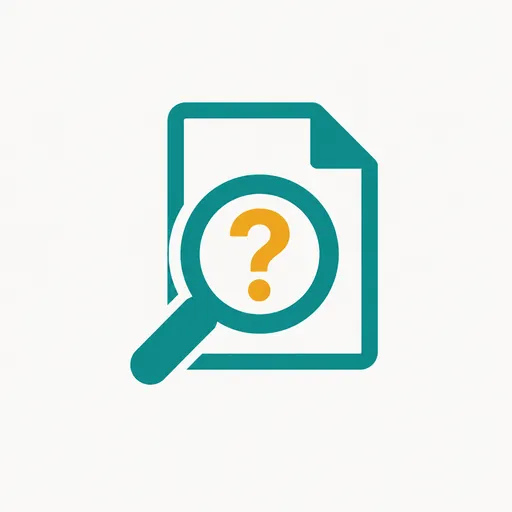 A magnifying glass over a page with a question mark: claims still to check.