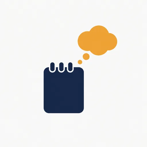 A notebook with a thought bubble.