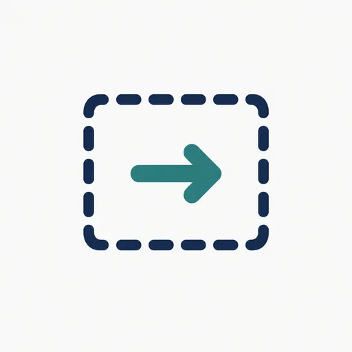 An arrow staying inside a dashed boundary.