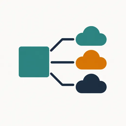 One block linked to three clouds.