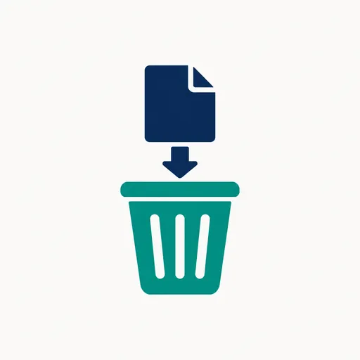 A document dropping into a bin.