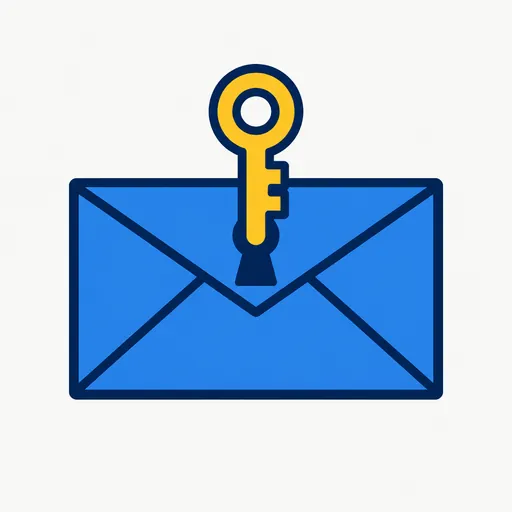An envelope with a key in its lock: delegated inbox access.