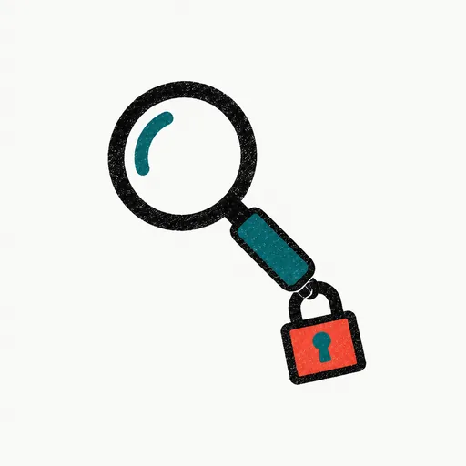 A magnifying glass with a padlock on its handle: the detector is closed to the public.