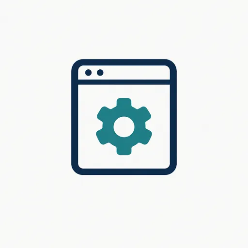 A small app window with a gear inside.