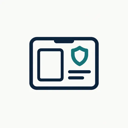 An ID card with a shield and a blank face area.