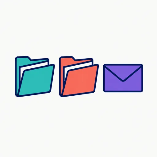 Two open folders and one sealed envelope.