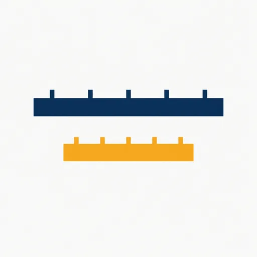 Two rulers, a long navy one above a shorter amber one.