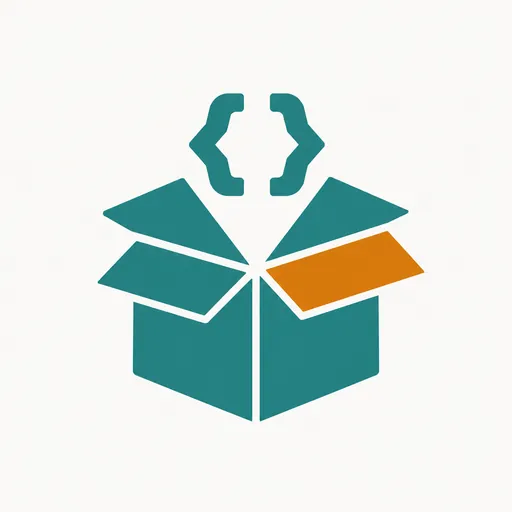 An open box with code rising out: open source.