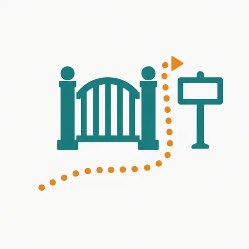 A dotted path going around a gate: the network bypass.
